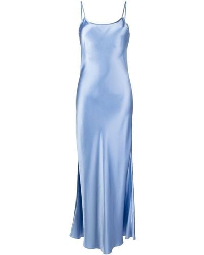 Voz Scoop-neck Silk Long Dress - Blue