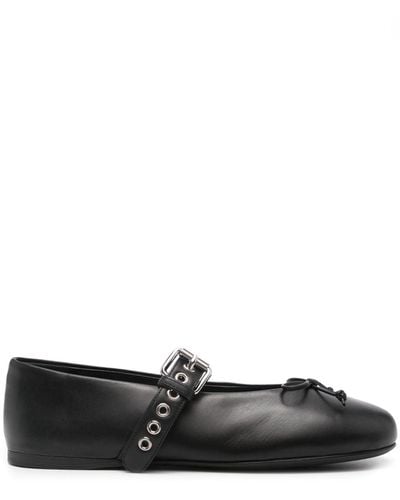 Miu Miu Leather Ballerina Shoes - Black
