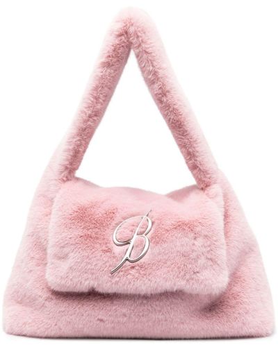 Blumarine Logo-lettering Slouch-body Tote Bag - Pink