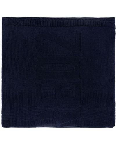 DSquared² Intarsia Knit-logo Wool Scarf - Blue