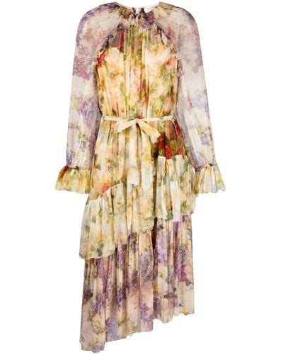 Zimmermann Midi-jurk Met Bloemenprint - Bruin