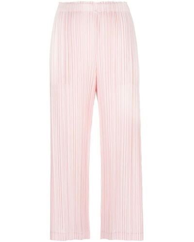 Pleats Please Issey Miyake Ramie Pleats Cropped Trousers - Pink