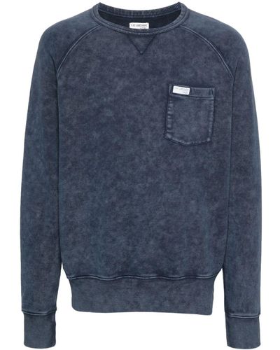 Fay Katoenen Sweater Met Logopatch - Blauw