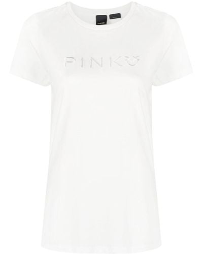 Pinko Crystal-embellished Necklace T-shirt - White