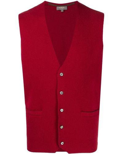 N.Peal Cashmere V-neck Cashmere Waistcoat - Red