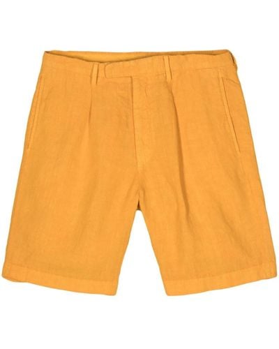 Boglioli Linnen Geplooide Chambray Shorts - Oranje