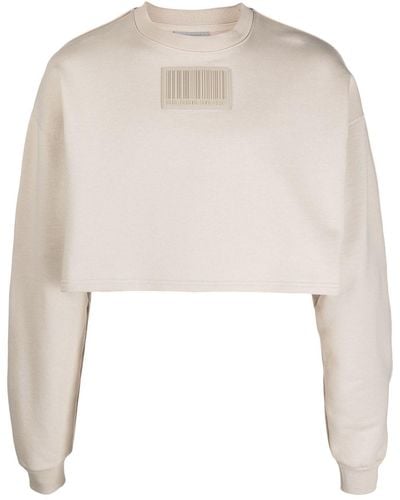 VTMNTS Barcode-patch Cropped Sweatshirt - Natural