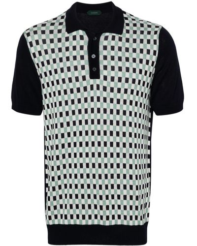 Zanone Poloshirt mit geometrischem Muster - Schwarz