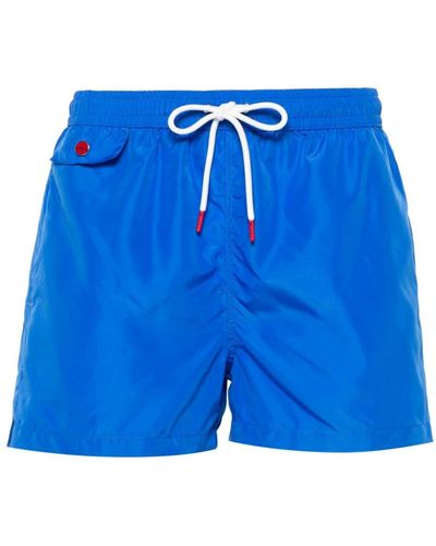 Kiton Logo-embroidered Swim Shorts - Blue