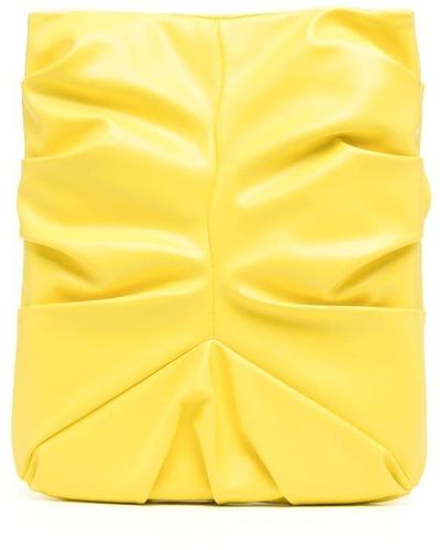 A.W.A.K.E. MODE Ruched Eco-leather Clutch Bag - Yellow