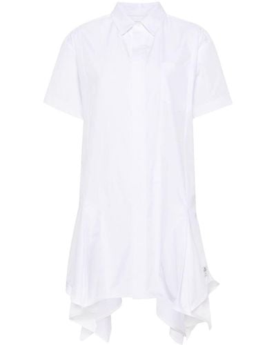 Sacai Ruffled Cotton Shirt Minidress - White