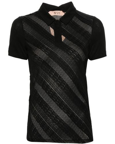 N°21 Lace-detail T-shirt - Black
