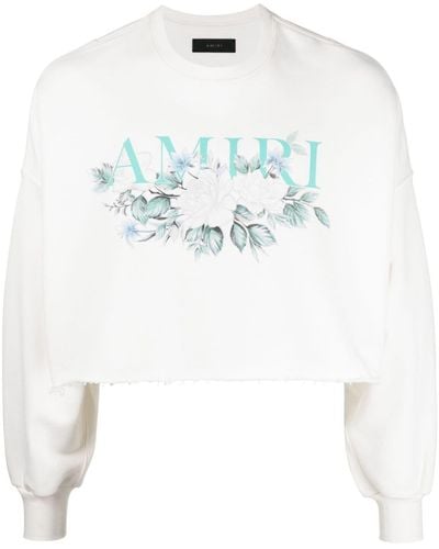 Amiri Ungesäumtes Sweatshirt mit Logo-Print - Weiß
