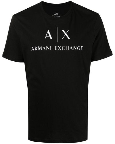 Armani Exchange T-Shirt mit Logo-Print - Schwarz