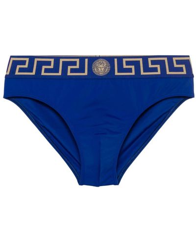 Versace Greca-waistband Swim Briefs - Blue