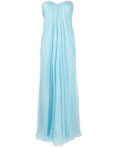 Alexander McQueen Draped Silk-chiffon Dress - Blue