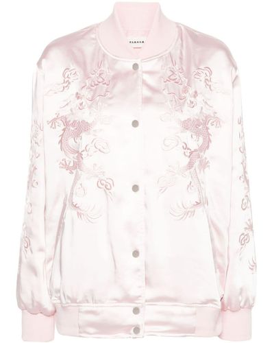 P.A.R.O.S.H. Dragon-embroidered Twill Jacket - Pink