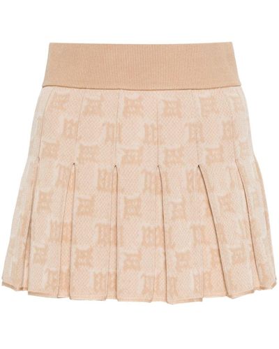 MISBHV Monogram-jacquard Pleated Mini Skirt - Natural