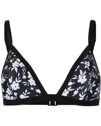 Duskii Floral-print Triangle Bikini Top - Black