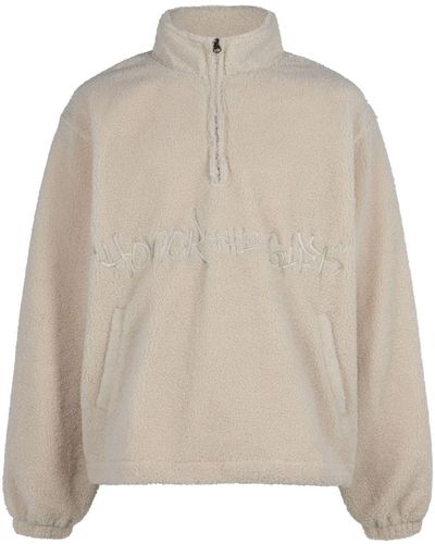 Honor The Gift Script-embroidered Sherpa Sweatshirt - Natural
