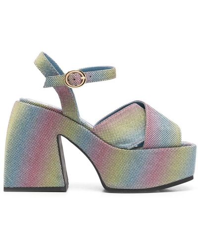 NODALETO Rainbow-effect Crossover-strap Sandals - Blue