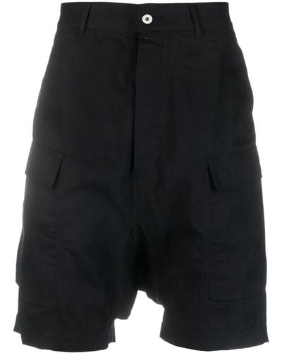 Rick Owens Pantalones cortos con bolsillos cargo lateral - Negro