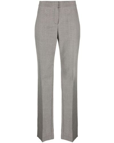 Alexander McQueen Houndstooth-pattern High-waisted Trousers - Grey