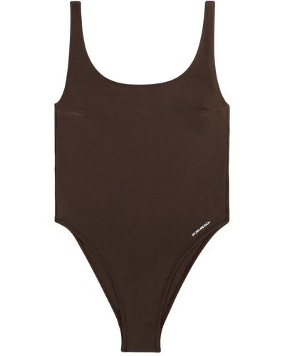 Sporty & Rich Carla Logo-print Swimsuit - Brown