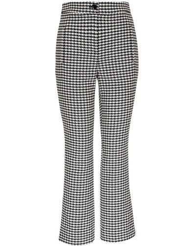 Veronica Beard Arte Houndstooth-pattern Flared Pants - Gray