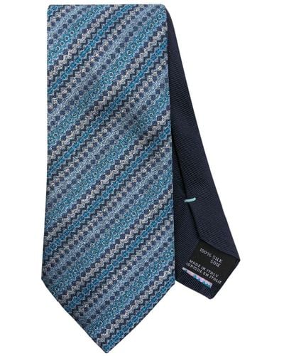 Missoni Geometric-pattern Silk Tie - Blue