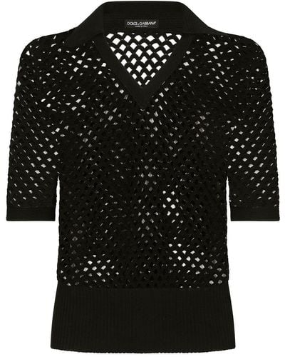 Dolce & Gabbana オープンニット ポロシャツ - ブラック