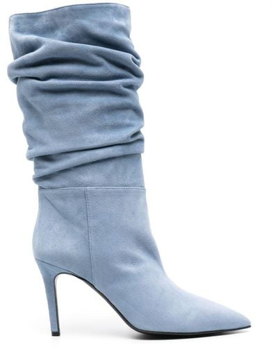 Via Roma 15 Suede Mid-calf Boots - Blue