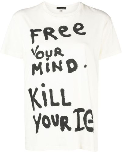 R13 Slogan-print Cotton T-shirt - White