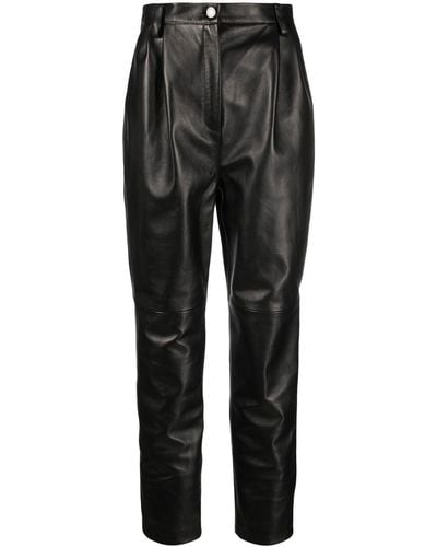Magda Butrym High-waisted Tapered Leather Trousers - Black