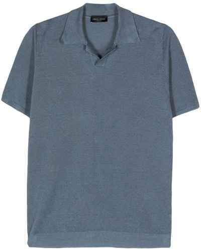 Roberto Collina Knitted Polo Shirt - ブルー