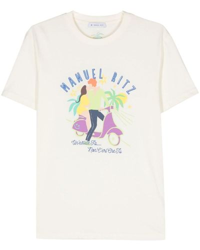 Manuel Ritz Logo-print Cotton T-shirt - Wit