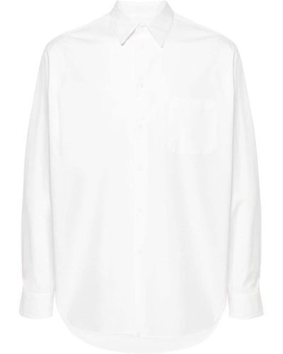 Yohji Yamamoto Katoenen Overhemd Met Rechte Kraag - Wit