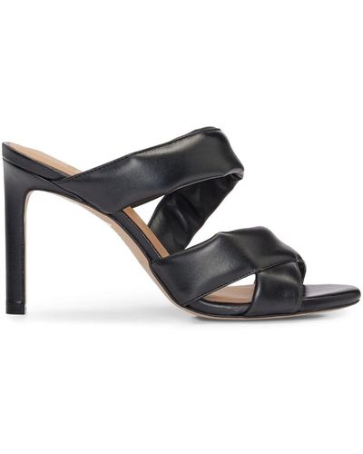 BOSS Crossover-strap Leather Mules - Black