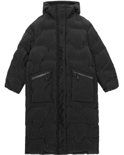 Ganni Hooded Quilted Coat - Black