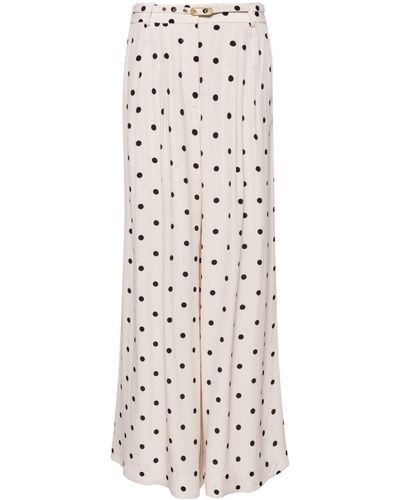 Zimmermann Double Tuck Polka-dot Palazzo Pants - White