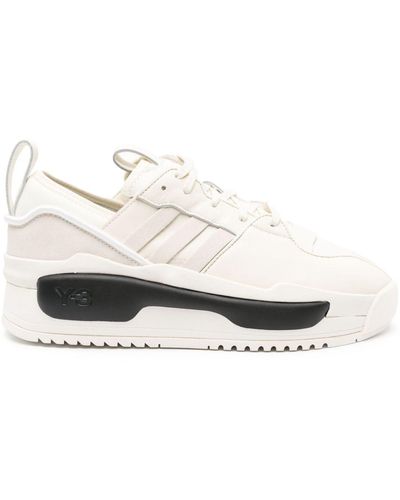 Y-3 Rivalry Paneled Leather Sneakers - White