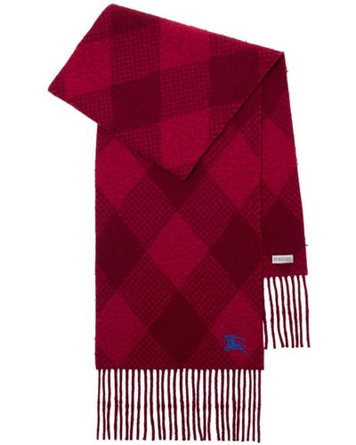 Burberry Argyle Wool Scarf - Red