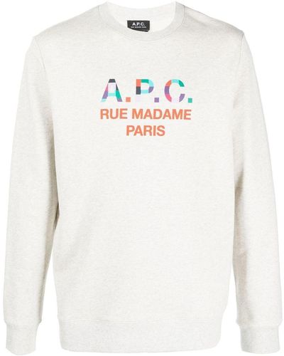 A.P.C. Sweat en coton à logo imprimé - Blanc