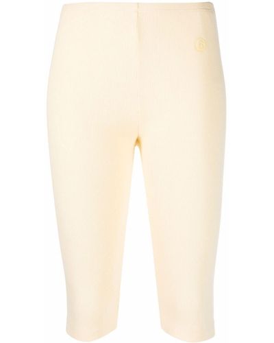 MM6 by Maison Martin Margiela Embroidered Logo Shorts - Natural
