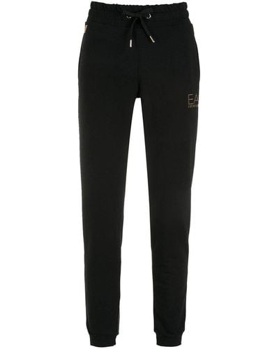 EA7 Pantalon de jogging à logo strassé - Noir