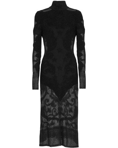 Balmain Baroque Fine-knit Midi Dress - Black
