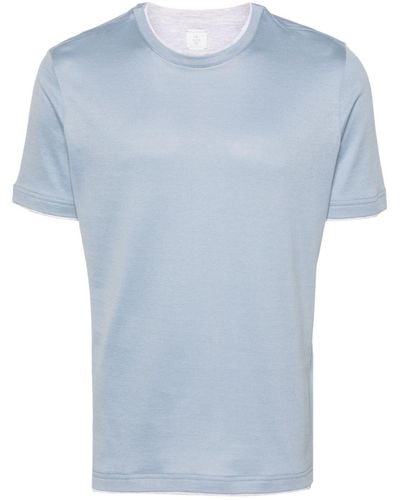 Eleventy Contrasting-trim Cotton T-shirt - Blue