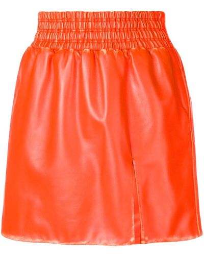 Miu Miu Leather Flared Mini Skirt - Orange