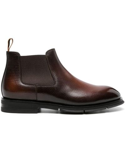 Santoni Textured Leather Chelsea Boots - Brown