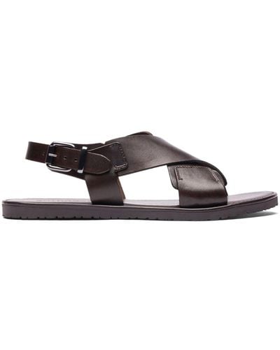 SCAROSSO Massimo Leather Sandals - Brown